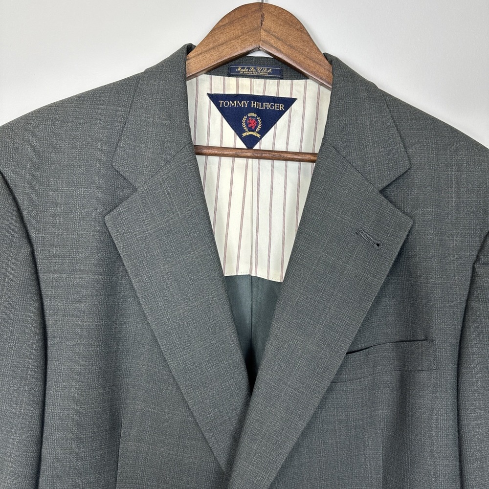 Tommy Hilfiger Vintage 90s Wool Tweed Sport Jacket Coat Blazer 44S Made in USA